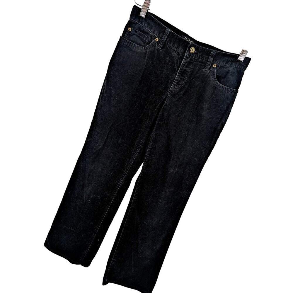 TALBOTS! LUXE BLACK FINE WALE CORDUROY, BOOT LEG, MIDRISE PANTS, SLACKS! SZ 6P